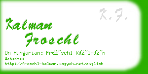 kalman froschl business card